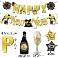 18 x Brand New WIDEBG New Year s Eve Decoration 2024 New Year Balloons New Year s Eve Decoration Happy New Year Banner Cake Decoration Champagne Bottle Foil Balloons Star New Year s Decoration 2024 Party 39 Pieces  - RRP €386.28