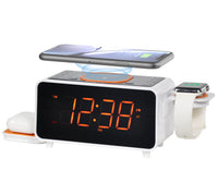 1 x RAW Customer Returns iTOMA digital clock radio with wireless charging station, 15W fast wireless charger for iPhone Samsung Galaxy night light, auto manual dimmer control and 1.4 orange display CKS209-2 - RRP €59.99