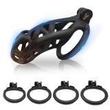 1 x RAW Customer Returns ChicLSQ Ventilation Penis Cage Chastity Belt Set with 4 Cock Rings Small Chastity Chastity Cage Man Bondage Extreme for Men Chastity Penis Cage Black XL  - RRP €34.27