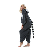 1 x RAW Customer Returns AKAAYUKO Women Men Carnival Costume Pajamas Christmas Animal Onesie Halloween Jumpsuit Pajamas Fancy Dress Night Suit Ring-Tailed Lemur - RRP €24.0