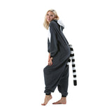 1 x RAW Customer Returns AKAAYUKO Women Men Carnival Costume Pajamas Christmas Animal Onesie Halloween Jumpsuit Pajamas Fancy Dress Night Suit Ring-Tailed Lemur - RRP €24.0