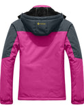 1 x RAW Customer Returns GEMYSE Women s Mountain Waterproof Ski Jacket Windproof Fleece Winter Coat with Hood Rose red Grey,XL  - RRP €94.98