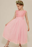 1 x RAW Customer Returns Danna Belle Flower Girl Dress, Girls Princess Wedding Birthday Party Dress, Pink, 4 Years, 98-104 - RRP €39.99