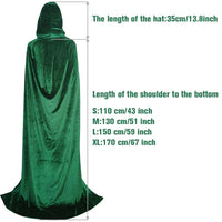 10 x Brand New Feeziloe Velvet Hooded Cloak Halloween Christmas Costume Grim Reaper Vampire Witch Devil Cosplay S-110cm  - RRP €192.0