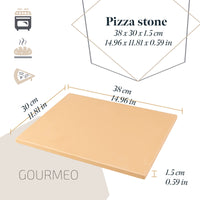 1 x RAW Customer Returns GOURMEO pizza stone set with bamboo shovel - 38x30cm square - Cordierite pizza stone for oven, gas grill grill - even heat distribution easy cleaning - RRP €31.99