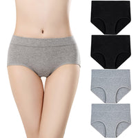 1 x Brand New RONGYI 4PCS Women Stretchy Panties, Soft Cotton Briefs, Stretchy Bikini Briefs Breathable Hipster Underpants, Hipster Underwear Soft Shorties, Black Grey, 45-57KG, M - RRP €12.99