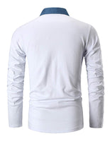 1 x RAW Customer Returns GNRSPTY Men s Long Sleeve Polo Shirt Denim Collar Knitted Elegant Cotton T-Shirt Golf Tennis Work Shirt, White, XXL - RRP €26.48