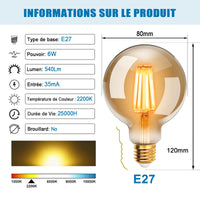 1 x RAW Customer Returns 6W Edison Vintage G80 LED Light Bulb Warm White 2200K E27 48W Incandescent Bulb Equivalent Extrastar Retro Bulb Antique Retro Decorative Lamp Non-Dimmable 3 Pack - RRP €20.4