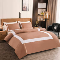 4 x Brand New OSVINO bed linen 135x200 cm with 1 pillowcase 80x80 cm brown and white hotel bed linen stripe frame bedding sets microfiber duvet cover for hotels families - RRP €81.6