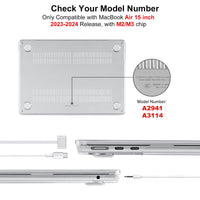 1 x RAW Customer Returns EooCoo Case Compatible for MacBook Air 15 inch M2 A2941 M3 A3114 with Touch ID, 2023 2024 Release, Transparent Plastic Protective Case Keyboard Cover Polishing Cloth, Crystal Clear - RRP €19.01