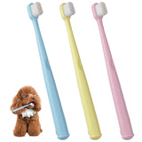 3 x Brand New Pack of 3 dog toothbrushes, ultra-soft bushy nano bristles dog toothbrushes, cat toothbrush, tongue brushing, deep cleaning, oral care toothbrush for small dogs and cats blue, yellow, pink  - RRP €75.6