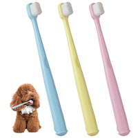 1 x Brand New Pack of 3 dog toothbrushes, ultra-soft bushy nano bristles dog toothbrushes, cat toothbrush, tongue brushing, deep cleaning, oral care toothbrush for small dogs and cats blue, yellow, pink  - RRP €25.2