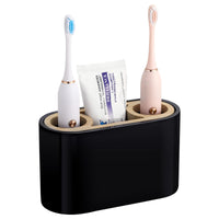 1 x RAW Customer Returns Shinowa toothbrush holder, 3 compartments electric toothbrush holder with drain hole, toothpaste stand, resin tooth organizer holder, toothbrush holder set for sink, vanity, dressing table, black - RRP €24.99