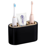 1 x RAW Customer Returns Shinowa Toothbrush Holder, 3 Compartments Electric Toothbrush Holder with Drain Hole Toothpaste Stand Resin Tooth Organizer Holder Toothbrush Holder Set for Sink Vanity Dressing Table, Black - RRP €25.2