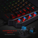 1 x RAW Customer Returns Redragon K585 DITI One-Handed RGB Mechanical Gaming Keyboard, Blue Switches, Type-C Professional Gaming Keyboard with 7 Integrated Macro Keys, Removable Wrist Rest, 42 Keys - RRP €49.83