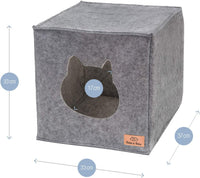 1 x RAW Customer Returns Bella Balu cat cave including pillow toy - foldable cat bed cave for sleeping, hiding, playing scratching - 33x33x37 cm - dark grey - RRP €26.99