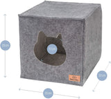 1 x RAW Customer Returns Bella Balu cat cave including pillow toy - foldable cat bed cave for sleeping, hiding, playing and scratching 33 x 33 x 37 cm light grey  - RRP €21.99