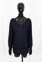 1 x RAW Customer Returns Van Der Rich - Basic Tops Blouse with Long Sleeves - Women ML-Navy, M  - RRP €19.26