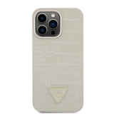 1 x RAW Customer Returns Guess Cover Compatible with iPhone 15 Pro Max Back Cover case - Triangle - Taupe  - RRP €35.21