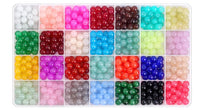 1 x RAW Customer Returns Qtuie beads for bracelets, adults, children, 8 mm glass beads for threading, bracelet set, make your own bracelets, round bead set, colorful beads set, jewelry craft beads, gemstone beads, jewelry beads - RRP €12.99