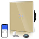 1 x RAW Customer Returns BSEED Smart WiFi Touch Sensor Switch Neutral Line Required Alexa and Google Home Work with Tuya For Office Decoration Crystal Glass Plate Wall Light Switches 1 Compartment 1 Wag Gold - RRP €20.11