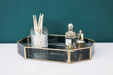 1 x RAW Customer Returns SLHEQING Mirror Tray Vintage Mirror Tray Black Makeup Jewelry Organizer, Mirrored Metal Decorative Tray - RRP €21.41