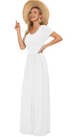 1 x RAW Customer Returns PLOKNRD Women s Summer Dresses Long Maxi Dress Elegant Casual Dress with Pockets L White - RRP €30.24