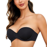 1 x RAW Customer Returns MELENECA Women s Push Up Thick Padded Reusable Underwire Strapless Bra Black 90C - RRP €30.24