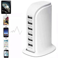 1 x RAW Customer Returns Multiple USB Charger, 30W 6-Port USB Power Adapter USB Desktop Charging Station USB Hub USB Wall Socket Charger Compatible with iPhone Samsung Phones Tablets etc. White  - RRP €18.99