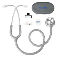 1 x RAW Customer Returns SCIAN Dual Head Stethoscope, Classic Stainless Steel Dual Head Stethoscope Kit with Free Accessories and Carrying Case for Doctors, Nurses, Children, Adults, Shimmering Gray Tube - RRP €21.17