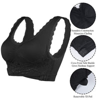 2 x Brand New Women s Sports Bras Wireless Bra Sexy Lace Breathable Push Up Comfortable for Yoga Fitness Black and White, XXL  - RRP €41.98