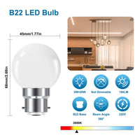 1 x RAW Customer Returns ProCrus B22 3W LED bayonet light bulbs, B22 G45 mini globe light bulb, warm white, equivalent to 20W light bulbs, not dimmable, pack of 10, energy class G - RRP €15.98