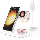 1 x RAW Customer Returns GEEKERA Inductive Charging Station for Samsung, 3 in 1 Foldable Wireless Charger for Samsung S24 S23 S22 S21 Ultra, Induction Charger for Galaxy Watch 6 5 4, Wireless Charger for Galaxy Buds-White - RRP €37.3