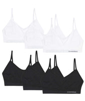 1 x RAW Customer Returns Channo Invisible Seamless Top Bra without Underwire or Padding in Lycra with Adjustable Straps - Pack of 6, White Black, L XL - RRP €12.89