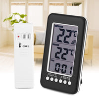 1 x RAW Customer Returns Indoor Outdoor Thermometer, Home Thermometer, LCD Digital Indoor Outdoor Thermometer Clock Temperature Meter Wireless Transmitter with - RRP €26.4