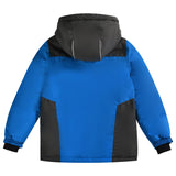 1 x RAW Customer Returns SMONTY Boys Ski Jacket Waterproof Winter Jacket Boys Warm Children with Hood Winter Jacket 6-16 Years Old Outdoor Sports, Mountaineering Royal Blue Grey, 14-16  - RRP €50.41