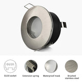 1 x RAW Customer Returns KYOTECH damp room recessed spotlight frame IP65, brushed stainless steel, brushed round recessed spotlight with GU10 socket, ultra-flat, for bathrooms, roofs, outdoors, etc., without bulbs set of 5  - RRP €30.99