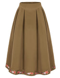 2 x RAW Customer Returns Women s Summer Cottagecore Dress Elegant with Pocket Knee-Length Fairy Swing Skirt Khaki XXL - RRP €66.52