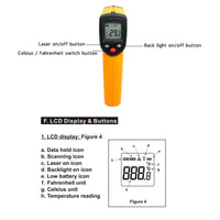 1 x RAW Customer Returns Aiuphing Infrared Thermometer, Non-Contact -50 400 C Wood Oven Thermometer, for Cooking BBQ Freezer Refrigerator Baking, Not Suitable for People, Without Batteries - RRP €15.19