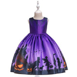 1 x Brand New Alukomii Girls Halloween Costume Dress Kids Witch Costume Children Cosplay Ghost Pumpkin Skull Princess Dresses Kids with Hat - RRP €32.45