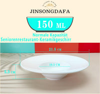 1 x RAW Customer Returns jinsongdafa Soup Bowls, Soup Plates, Pasta Plates 150 ml, Noodle Bowl Set of 4, White Flat Bowl Plates, Porcelain Rim Bowls with and Rim, Best Gift 21.5 CM  - RRP €45.42