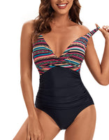 1 x RAW Customer Returns VILOREE Women s Monokini Tummy Control Slimming Swimsuit Plus Size Swimwear Tummy Control for Curvy Women Colorful Stripes L - RRP €33.96