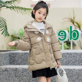 1 x RAW Customer Returns linboo winter jacket girls children winter coat with hood warm lined parka jacket with faux leather, waterproof, breathable, khaki, 128 - RRP €35.4