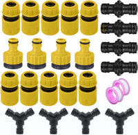 1 x RAW Customer Returns Voarge 24 Piece Hose Connector Set 1 2 Inch Quick Coupling, 1 2 Inch and 3 4 Inch Tap Hose Connector, 1 2 Connector for Pipe Connecting Garden Tools YELLOW-24  - RRP €10.7