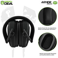 1 x RAW Customer Returns GREEN DEVIL Shooting Ear Protection Passive Noise Reduction Hearing Protection Ear Protection for Adults SNR28dB Black  - RRP €20.16