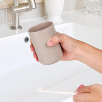 1 x RAW Customer Returns Ukaeno toothbrush cup 3 pieces, food-grade plastic, absolutely shatter-proof brown  - RRP €10.07