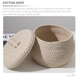 1 x RAW Customer Returns Cabilock Cotton Rope Baskets for Organizing Round Storage Basket Decorative Gift Baskets Empty Basket with Lid Collapsible Storage Containers for Shelves Closet - RRP €28.98