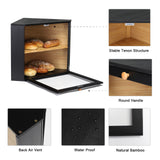 1 x RAW Customer Returns Leader Accessories Bamboo Bread Bin 2 Tier Bread Container for Corner Food Safe Bread Storage Easy to Clean 32x32x34cm Black - RRP €44.36