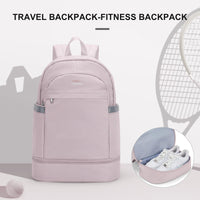 1 x RAW Customer Returns Sports Backpack for Women with Shoe Compartment and Wet Bag Foldable Carry-on Backpack Large Travel Laptop Backpack Waterproof Leisure Backpack School Bag Sports Backpack Gym Bag for Swimming Yoga - RRP €36.99