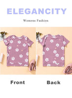 1 x Brand New Elegancity Pink T-Shirt Women s Crew Neck Shirt Printed Floral Top with Short Sleeve Casual Summer T-Shirt S - RRP €27.6